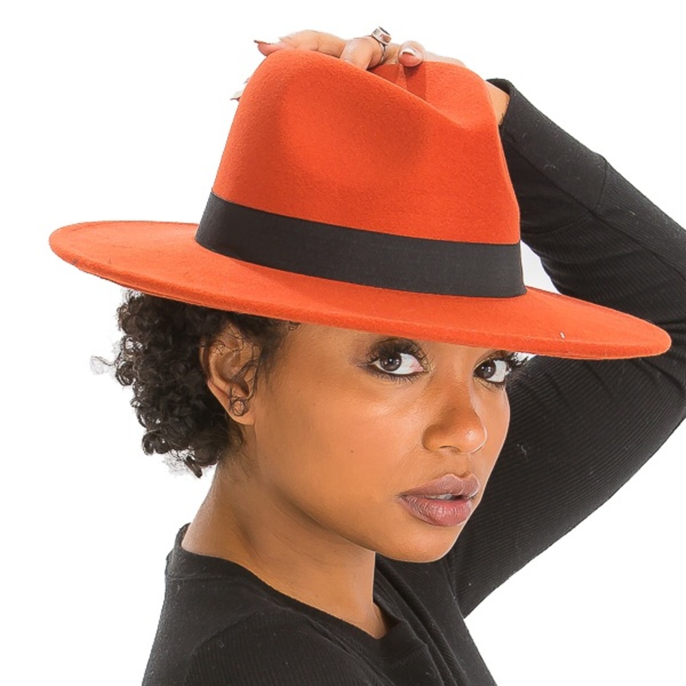 RUST COPPER Felt Panama Fedora - Picture 2 of 8